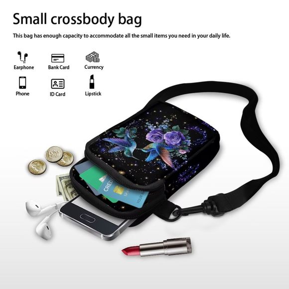 Hummingbird Small Crossbody Bag Canvas Cross Body Purses Rose Mini :P - Picture 6 of 6